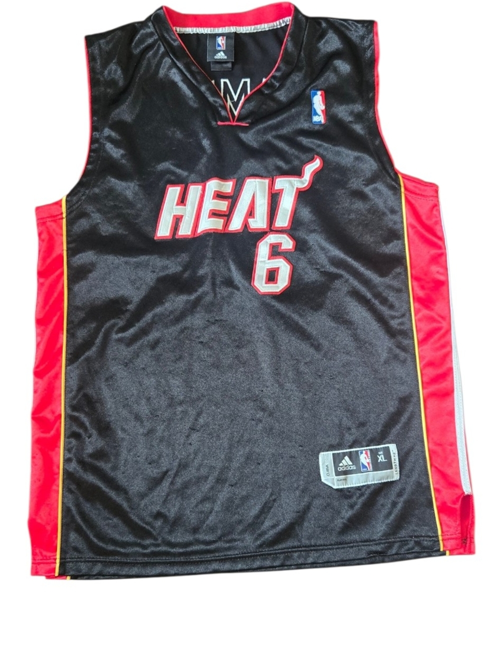 Vintage Adidas LeBron James Miami Heat Jersey Size XL Swingman Black Red NBA #41